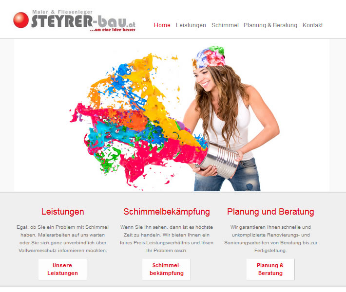Website von Steyrer Malerei und Fliesenleger GmbH programmiert von CSMB e.U. Martin Böhm 